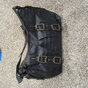 Kate Landry grey and brass faux alligator purse shoulder bag